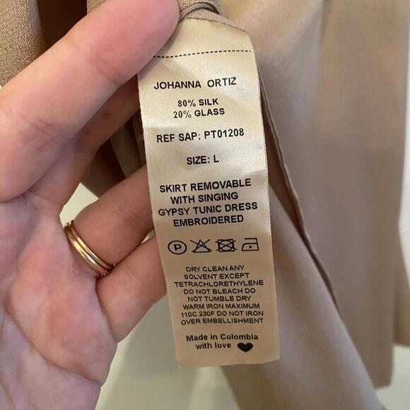 JOHANNA ORTIZ beige champagne satin maxi slip skirt sz L - Picture 2 of 7